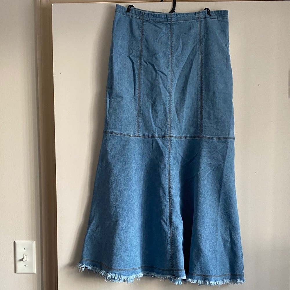 Blue Denim Maxi Skirt. Size L